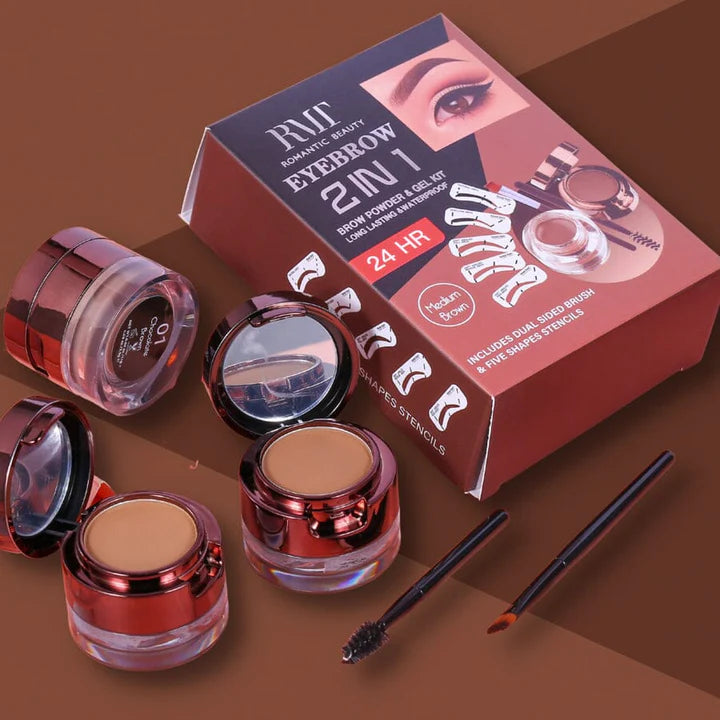 Romantic Beauty Eyebrow 2 in 1 Brow Powder & Gel Kit (12 Units)