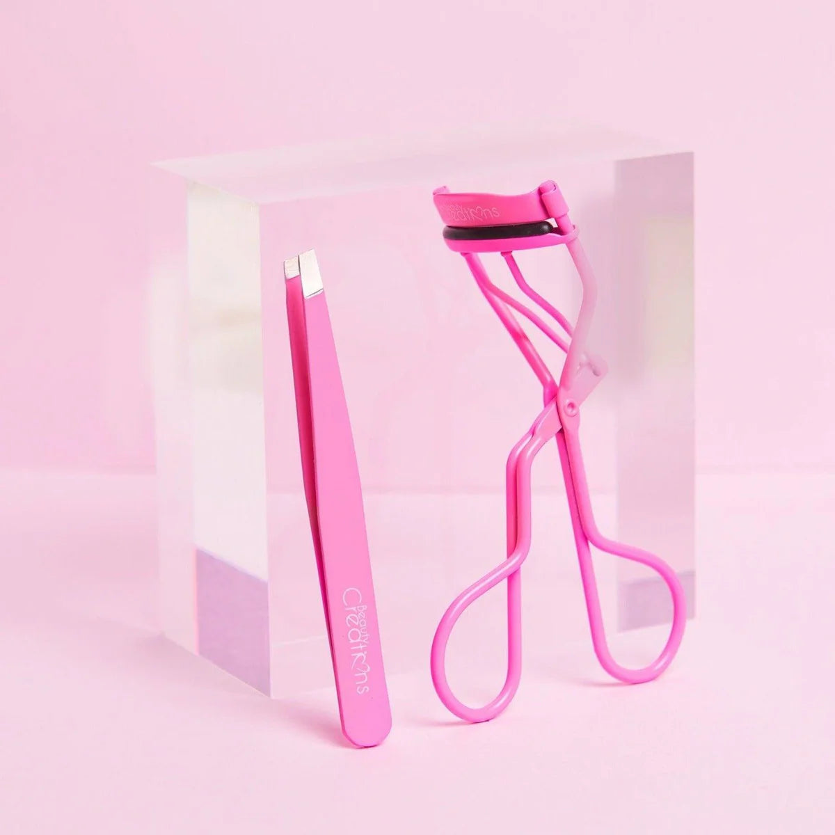 Beauty Creations Hot Pink Eyelash Curler and Tweezer Set (12 Units)