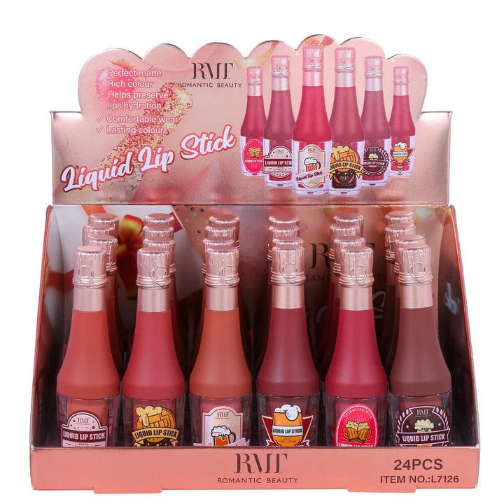 Romantic Beauty Pop a Bottle Matte Liquid Lipstick (24 Units)